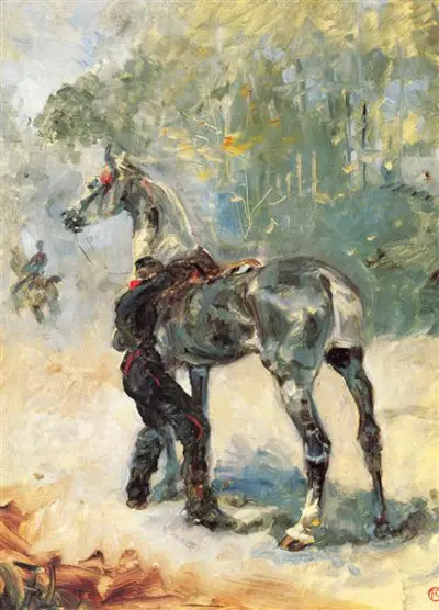Artilleryman Saddling his Horse Henri de Toulouse-Lautrec
